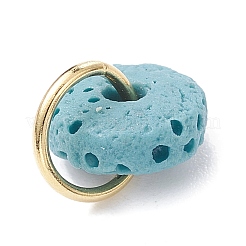 Natural Lava Rock Dyed Disc Charms&nbsp;PALLOY-JF02267-02