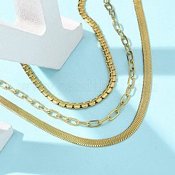 304 Stainless Steel Herringbone & Cable & Half Round Link Chain Bracelets&nbsp;LS-BJEW-U019-04G-03