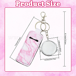 PU Leather & Iron Mirror Keychains&nbsp;HJEW-YW00545-02