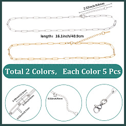 10Pcs 2 Colors Stainless Steel Paperclip Chain Necklaces for Women Men&nbsp;NJEW-SC0001-39
