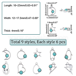 54Pcs 9 Style Alloy Resin Pendants&nbsp;FIND-PH0006-15
