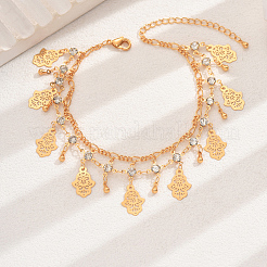 Bohemian Style Brass Rhinestone Charm Anklets&nbsp;YN3777