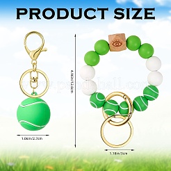 Silicone & Wood Beads Pendant Decoration&nbsp;KEYC-SW00016-06