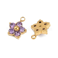 304 Stainless Steel Micro Pave Cubic Zirconia Charms&nbsp;STAS-B088-01G-05