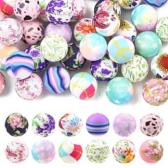 36Pcs 6 Styles Round Food Grade Eco-Friendly Silicone Focal Beads&nbsp;SIL-YW0002-33A