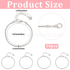 10Pcs Brass European Style Bracelets for Jewelry Making&nbsp;KK-PA0001-20
