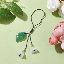 Imitation Jade Glass & Natural Green Aventurine  Pendant Mobile Straps&nbsp;HJEW-JM01900