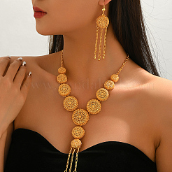 Alloy Hollow Round Tassel Necklace & Earring Set for Women&nbsp;FU4074