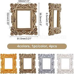 4Pcs 4 Colors Rectangle Retro Resin Photo Frames&nbsp;AJEW-FG0001-47