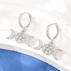 Brass Micro Pave Cubic Zirconia Hoop Dangle Earrings&nbsp;EJEW-G471-52P
