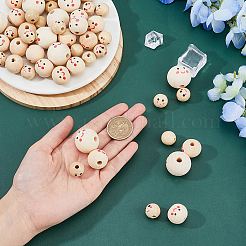 100Pcs 3 Styles Printed Wood European Beads&nbsp;WOOD-DC0001-12