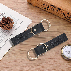 2Pcs Rectangle PU Leather Medieval Belt Pendant. with Alloy Ring&nbsp;AJEW-CL0001-84A