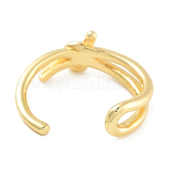Bowknot Rack Plating Brass Open Cuff Rings&nbsp;RJEW-Z059-17G