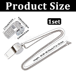 Alloy Crystal Rhinestone Whistle Pendant Necklaces&nbsp;NJEW-WH20001-24P-01