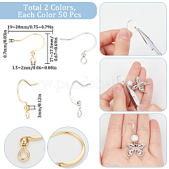 100Pcs 2 Styles Brass Ear Wire&nbsp;KK-SC0004-85