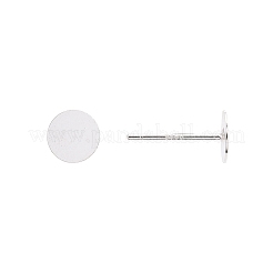 925 Sterling Silver Round Flat Pad Stud Earring Findings&nbsp;STER-T002-201S