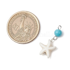 4Pcs 4 Styles Round Dyed Synthetic Turquoise & Natural Mixed Shell Pendants&nbsp;PALLOY-JF03813