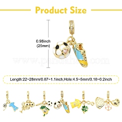 6Pcs 6 Styles Brass Enamel European Dangle Charms&nbsp;KK-CJ0003-95