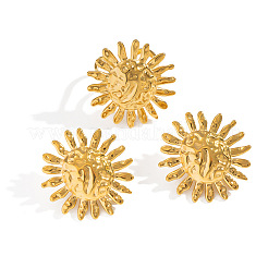 Stainless Steel Textured Flower Stud Earring & Ring Sets&nbsp;JX4934-3