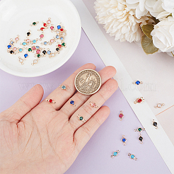 54Pcs 9 Colors Brass Rhinestone Connector Charms&nbsp;RB-HY0003-47