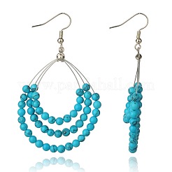 Trendy Synthetic Turquoise Beaded Earrings for Girls&nbsp;X-EJEW-PJE690