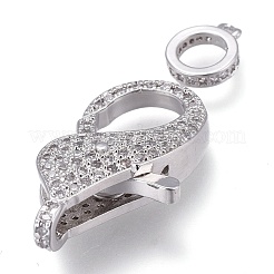 rass Micro Pave Cubic Zirconia Lobster Claw Clasps&nbsp;ZIRC-M108-08A-P