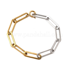 Two Tone 304 Stainless Steel Paperclip Chain Bracelets for Women&nbsp;BJEW-G786-01GP-02