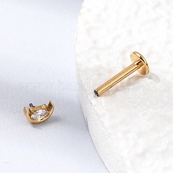 F136 Titanium Pave Clear Cubic Zirconia Moon Internally Threaded Labrets&nbsp;ME-CBA9828-01G