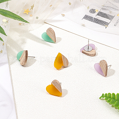 Resin & Wood Two Tone Cabochons&nbsp;DIY-OC0005-40