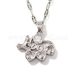 Elegant Brass Pave Clear Cubic Zirconia Love Heart Pendant Necklaces&nbsp;TW1079-1