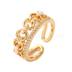 Brass Micro Pave Cubic Zirconia Cuff Rings&nbsp;RJEW-A082-01G