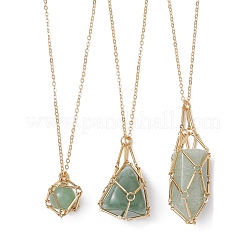 Brass Macrame Pouch Empty Stone Holder for Pendant Necklaces Making&nbsp;NJEW-JN04445-01