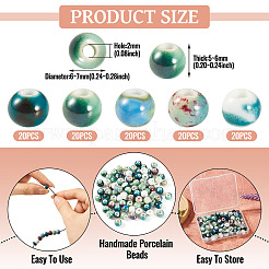 100Pcs 5 Colors Handmade Porcelain Beads&nbsp;PORC-TA0001-52B