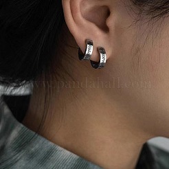 Roman Number Pattern 304 Stainless Steel Hoop Earrings&nbsp;FS-WGFD118-03