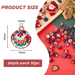 64Pcs 2 Colors Cotton Covered Aluminum Fabric Pendants&nbsp;FIND-FH0003-95