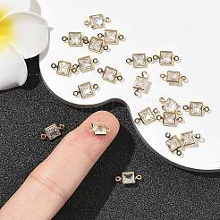 SHEGRACE Brass Pave Cubic Zirconia Square Connector Charms&nbsp;XGRQ2O831-440A-G