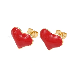 Brass Heart Stud Earrings&nbsp;EJEW-C152-05C