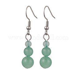 3 Pairs 3 Styles Natural Malaysia Jade & Green Aventurine & Tiger Eye Dangle Earrings&nbsp;EJEW-JE06131