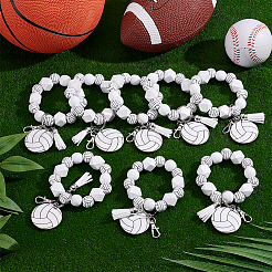 30Pcs Volleyball Wood Pendant Decorations&nbsp;HJEW-JOY00015