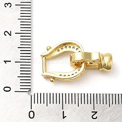 Rack Plating Brass Micro Pave Clear Cubic Zirconia U-Shaped Fold Over Clasps&nbsp;KK-K349-13G