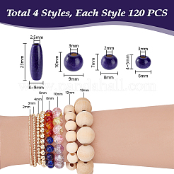 480Pcs 4 Styles Dyed Natural Wood Beads&nbsp;WOOD-PH0003-66B