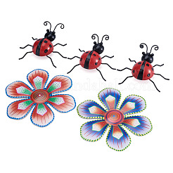 3D Iron Flower and Ladybug Big Pendants&nbsp;AJEW-CF0001-19