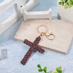Cotton Cord Cross Keychains&nbsp;AJEW-TAC0031-03B