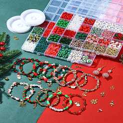 Christmas DIY Polymer Clay & Acrylic & Glass Beads: Bracelets Making Kits&nbsp;DIY-FS0007-99