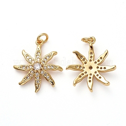 Brass Micro Pave Clear Cubic Zirconia Pendants&nbsp;KK-I658-38G