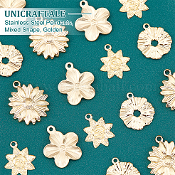 16Pcs 4 Style Textured 304 Stainless Steel Pendants&nbsp;STAS-UN0036-72