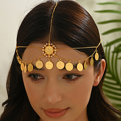 Elegant Zinc Alloy Vintage Coin Tassel Hair Jewelry Brass Head Chains for Women Holiday and Party Wear&nbsp;TH1149