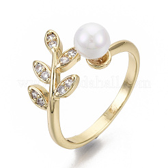 Brass Micro Pave Clear Cubic Zirconia Cuff Finger Rings&nbsp;X-RJEW-N030-002-NF