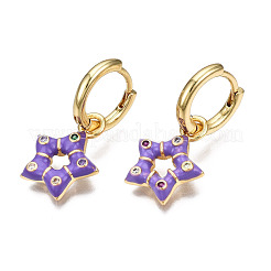 Brass Micro Pave Cubic Zirconia Huggie Hoop Earrings&nbsp;EJEW-T014-41G-NF