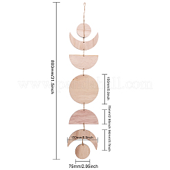 Moon Phase Wooden Pendant Decorations&nbsp;HJEW-WH0043-26A